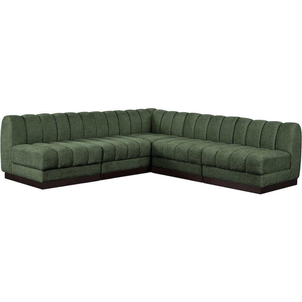 Quinn Green Chenille Fabric Modular Sectional