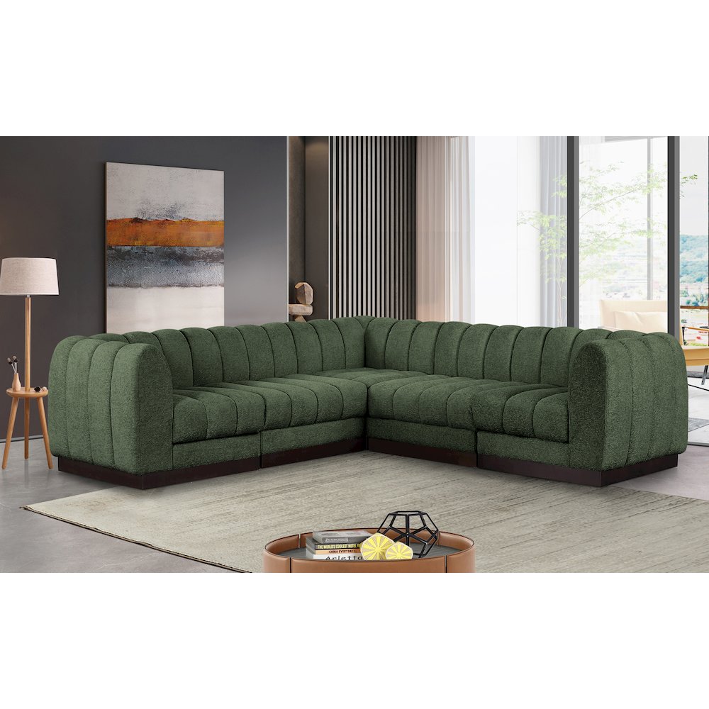 Quinn Green Chenille Fabric Modular Sectional