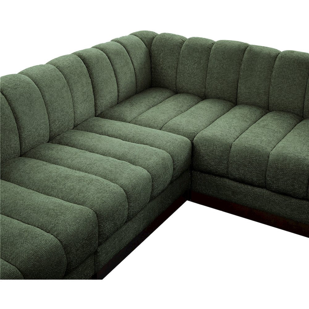 Quinn Green Chenille Fabric Modular Sectional