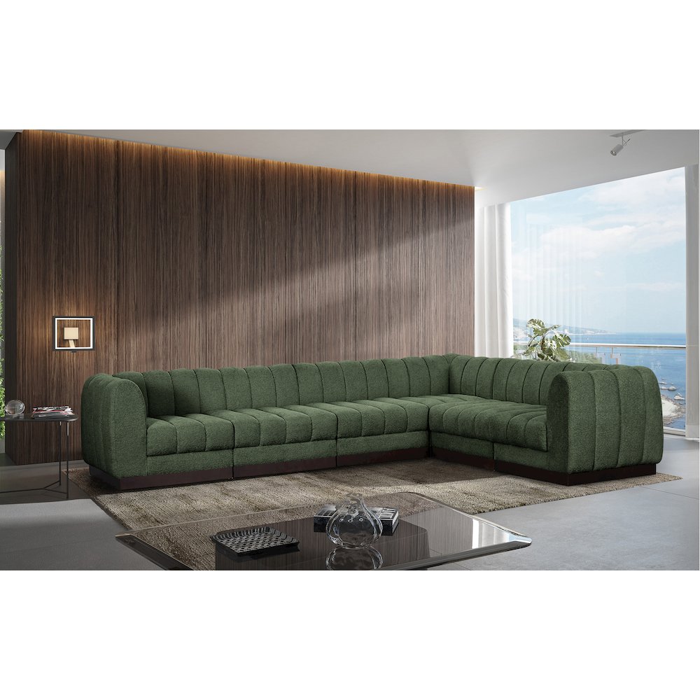 Quinn Green Chenille Fabric Modular Sectional