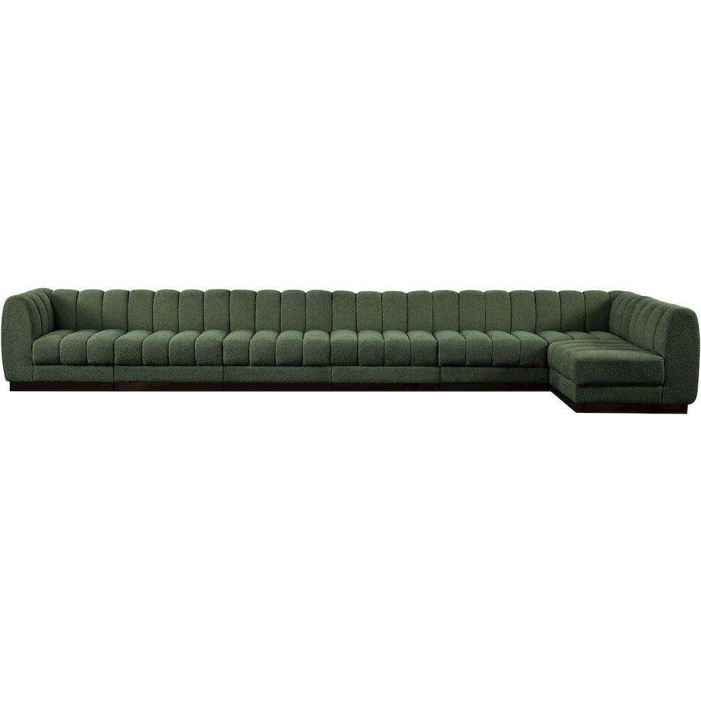 Quinn Green Chenille Fabric Modular Sectional