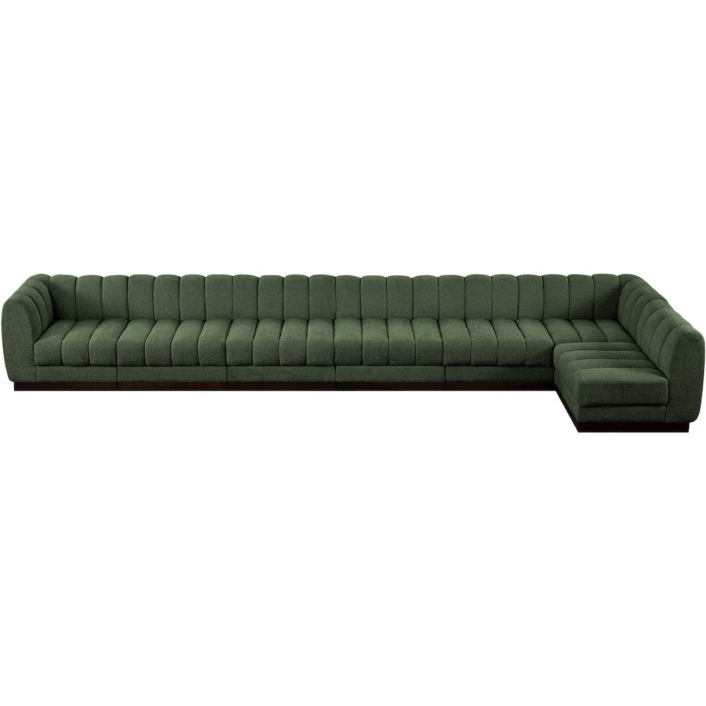 Quinn Green Chenille Fabric Modular Sectional