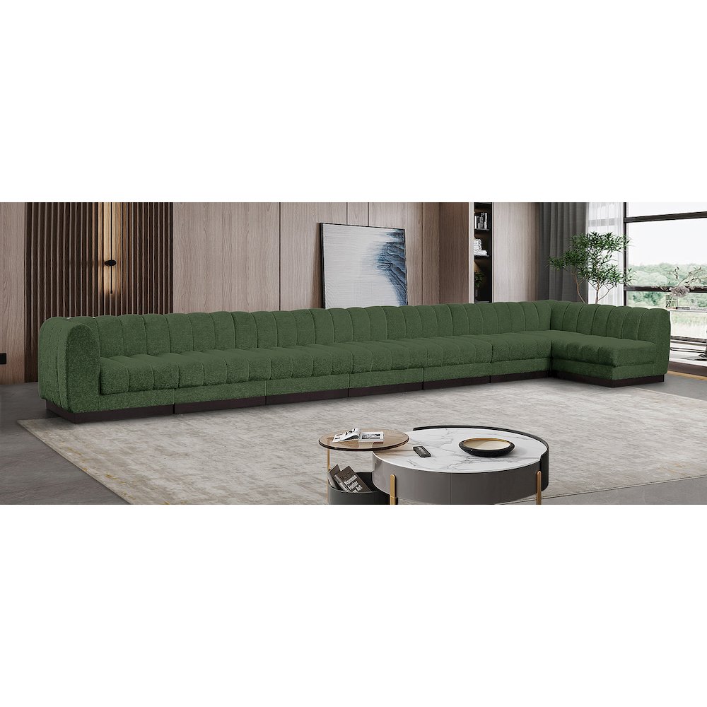 Quinn Green Chenille Fabric Modular Sectional