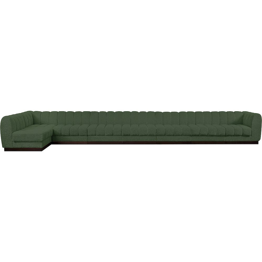 Quinn Green Chenille Fabric Modular Sectional