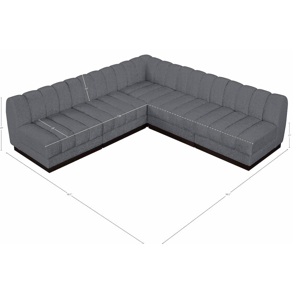Quinn Grey Chenille Fabric Modular Sectional