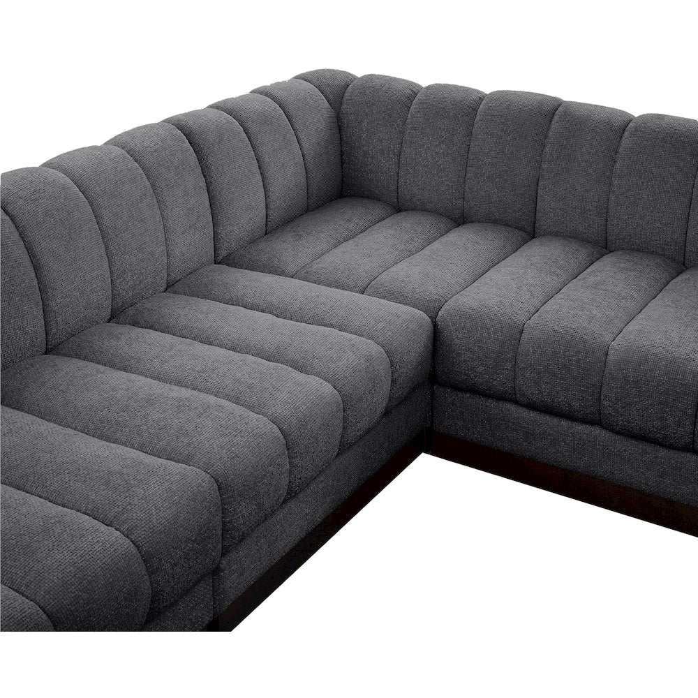 Quinn Grey Chenille Fabric Modular Sectional