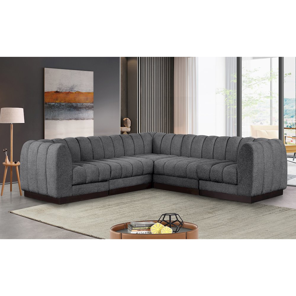 Quinn Grey Chenille Fabric Modular Sectional