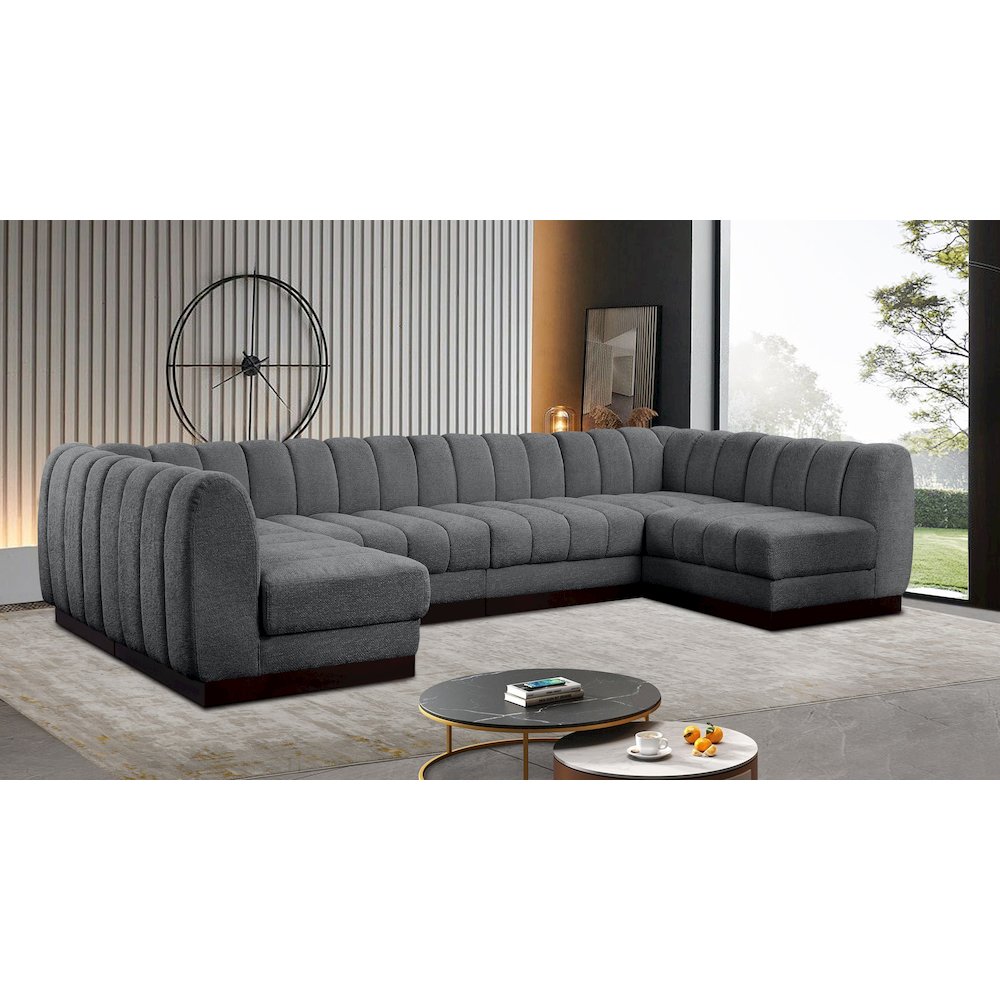 Quinn Grey Chenille Fabric Modular Sectional