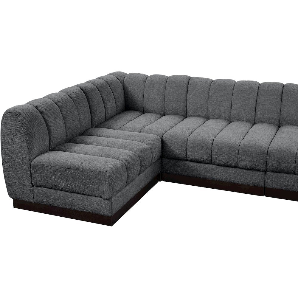 Quinn Grey Chenille Fabric Modular Sectional