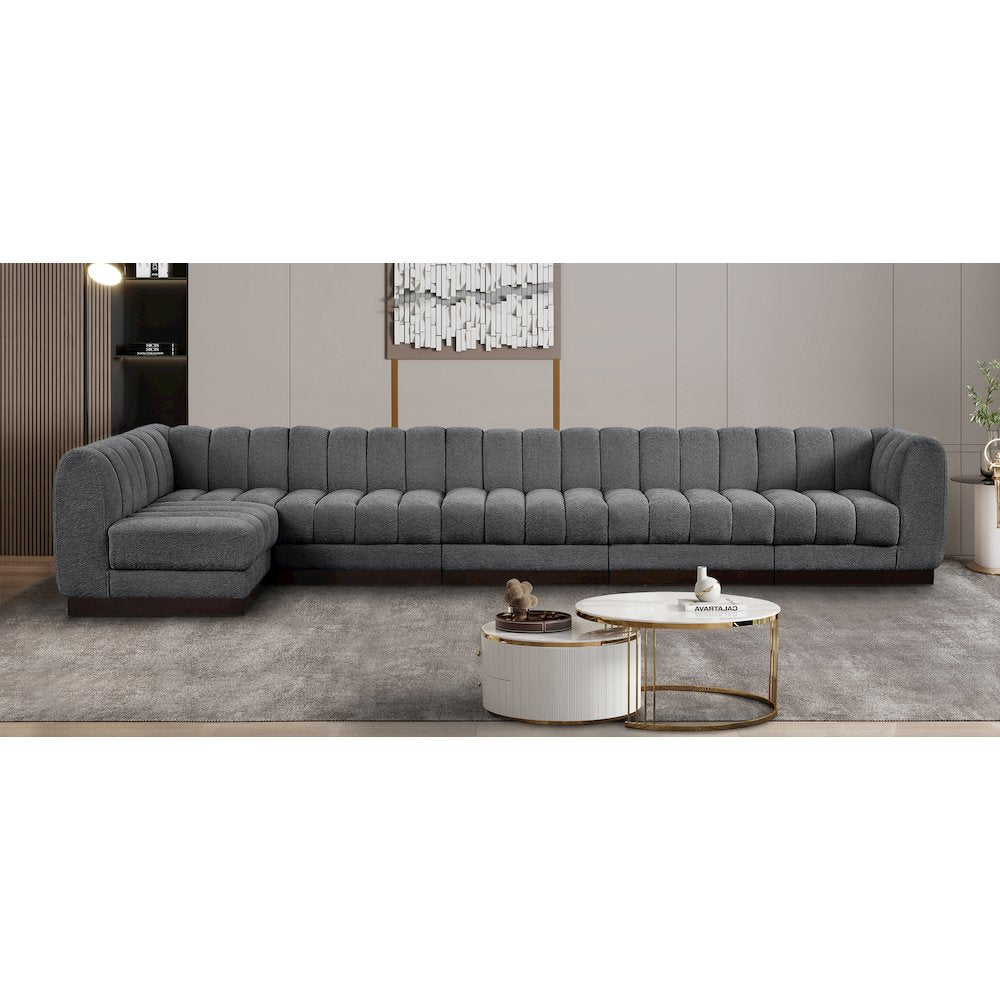 Quinn Grey Chenille Fabric Modular Sectional