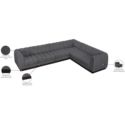 Quinn Grey Chenille Fabric Modular Sectional