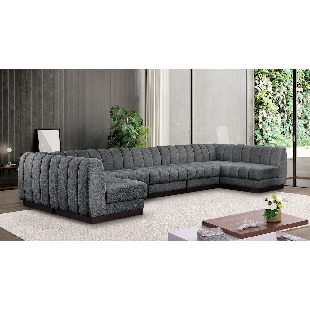 Quinn Grey Chenille Fabric Modular Sectional