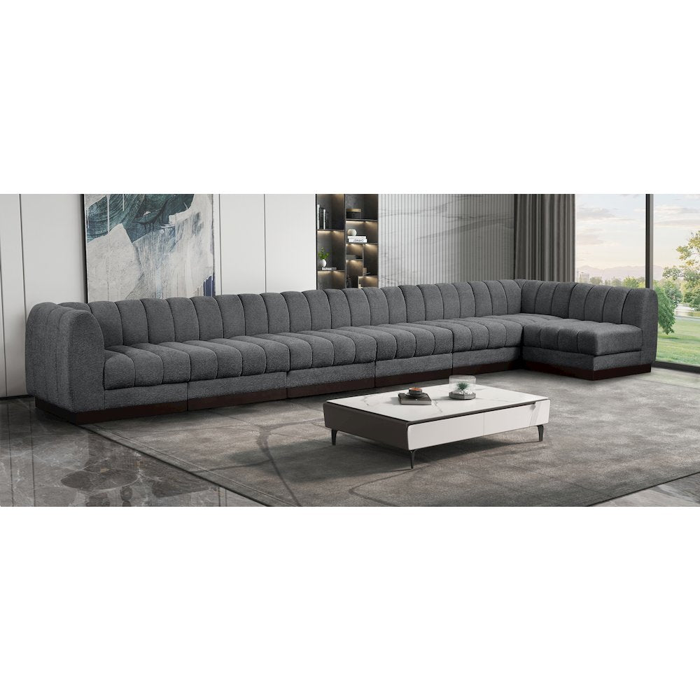 Quinn Grey Chenille Fabric Modular Sectional