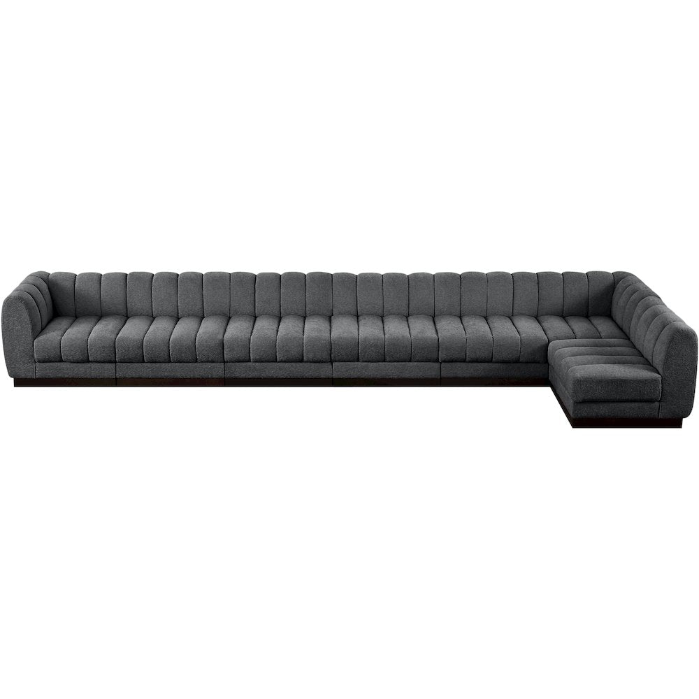 Quinn Grey Chenille Fabric Modular Sectional