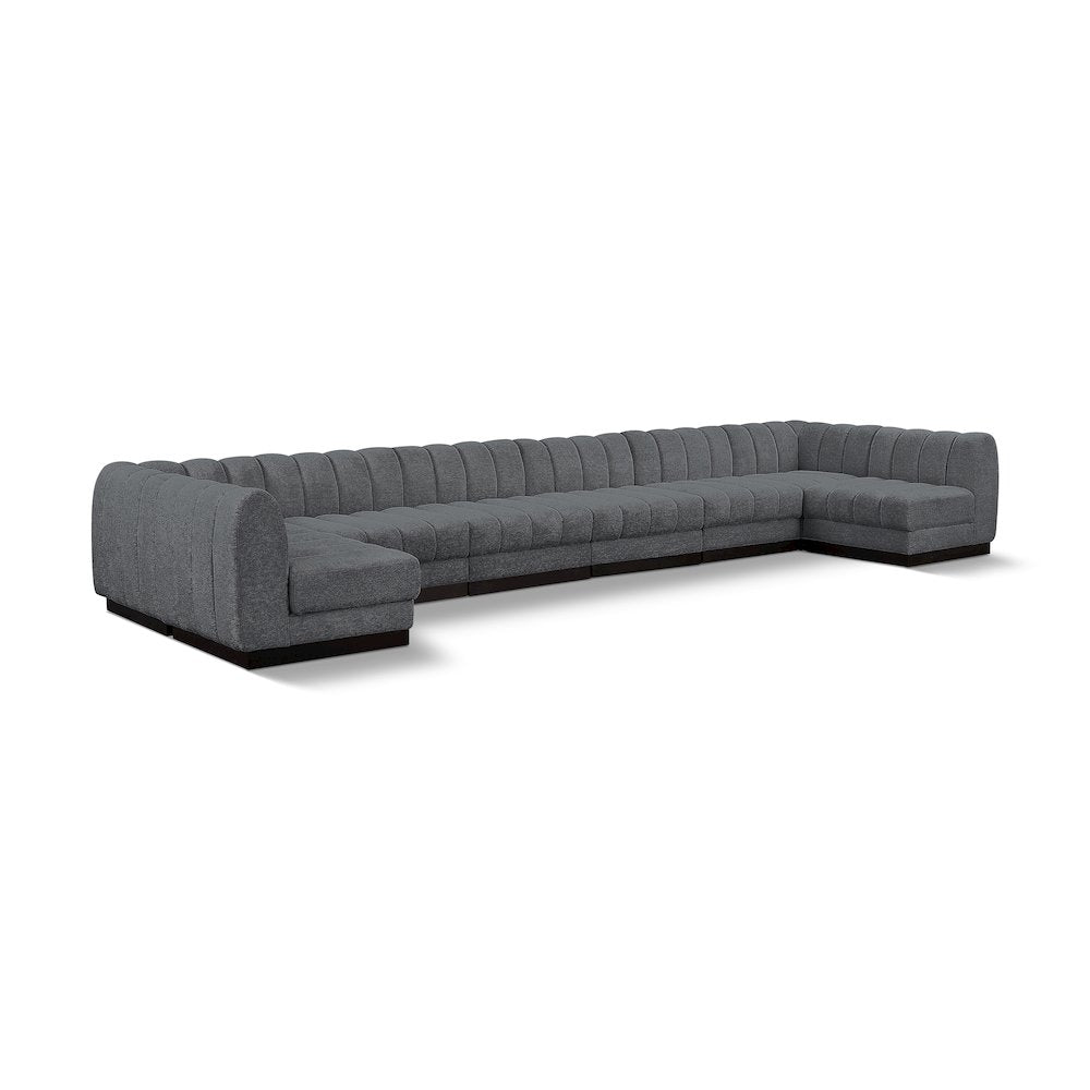 Quinn Grey Chenille Fabric Modular Sectional