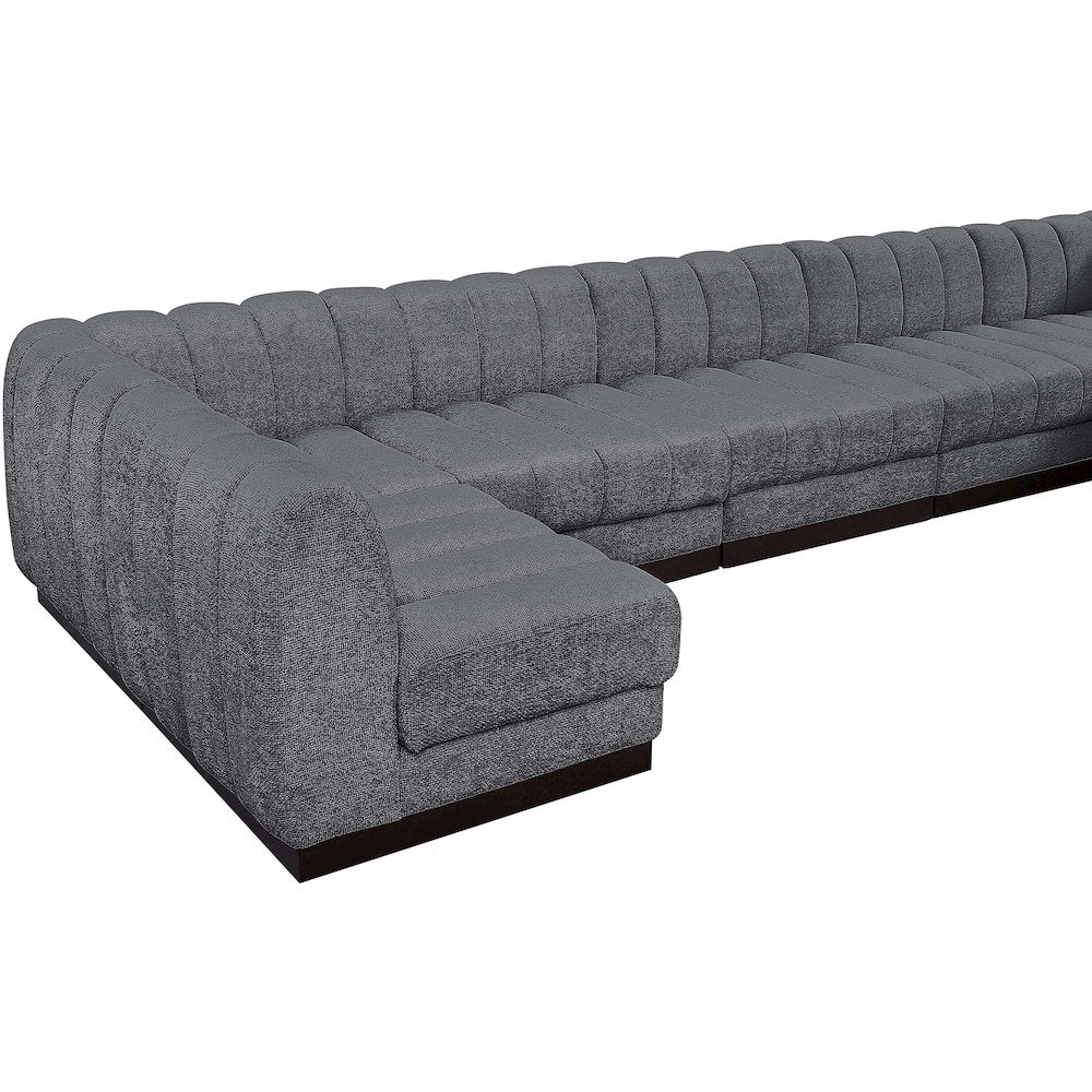 Quinn Grey Chenille Fabric Modular Sectional