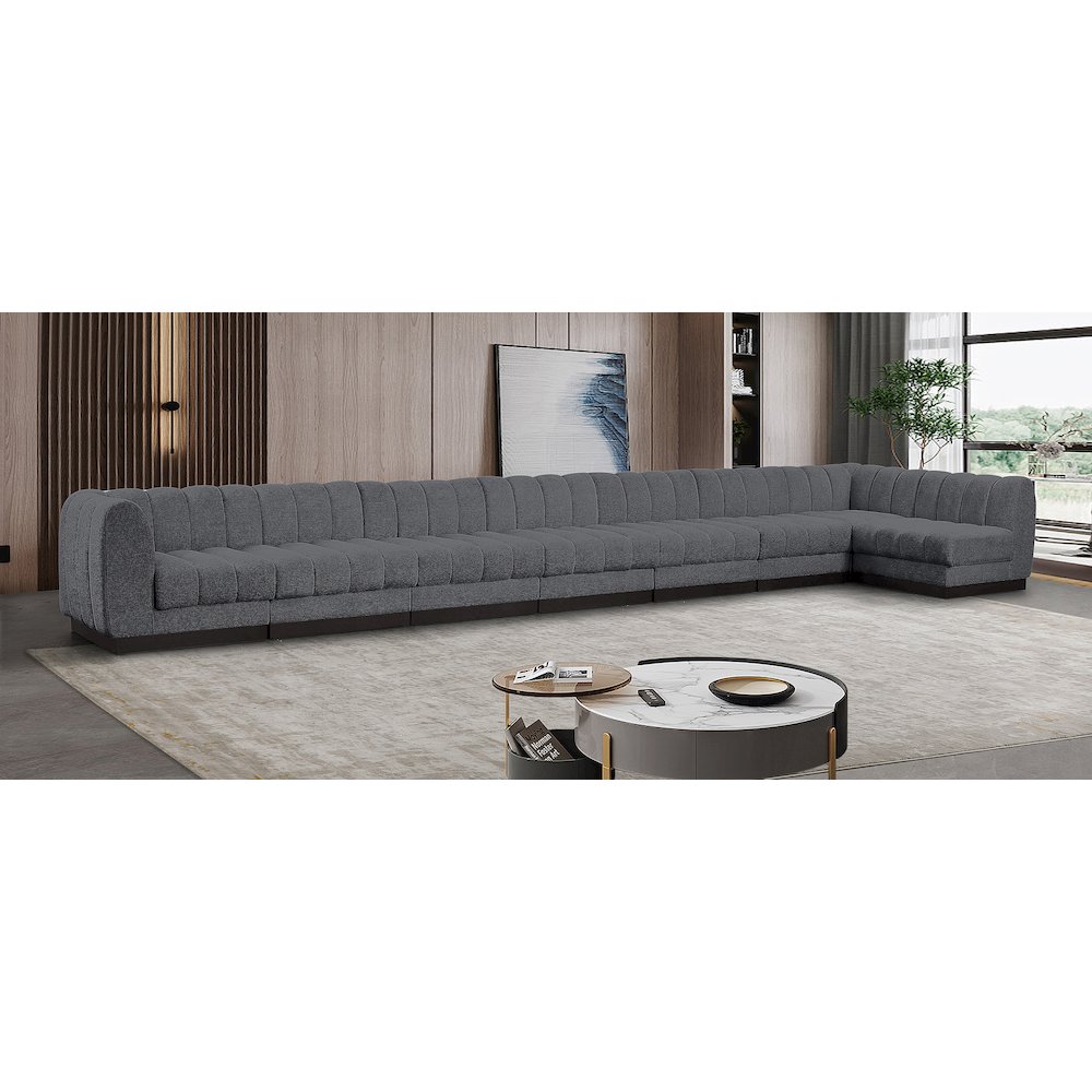 Quinn Grey Chenille Fabric Modular Sectional