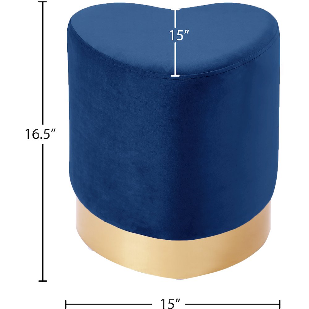Heart Navy Velvet Ottoman/Stool