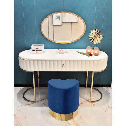 Heart Navy Velvet Ottoman/Stool