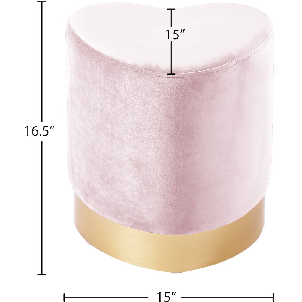 Heart Pink Velvet Ottoman/Stool