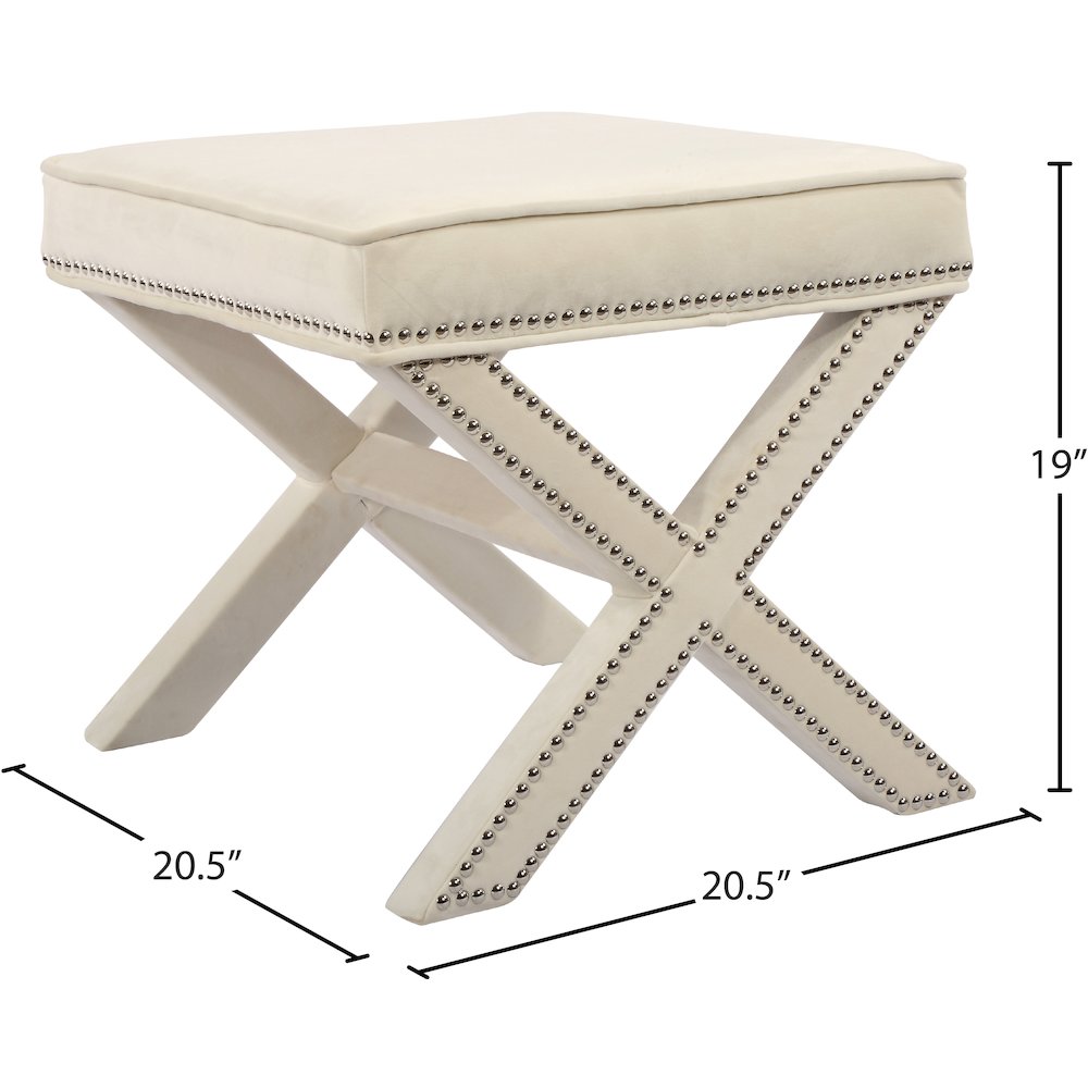 Nixon Cream Velvet Ottoman/Bench