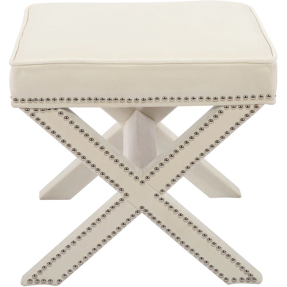 Nixon Cream Velvet Ottoman/Bench