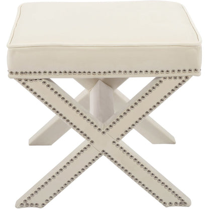 Nixon Cream Velvet Ottoman/Bench