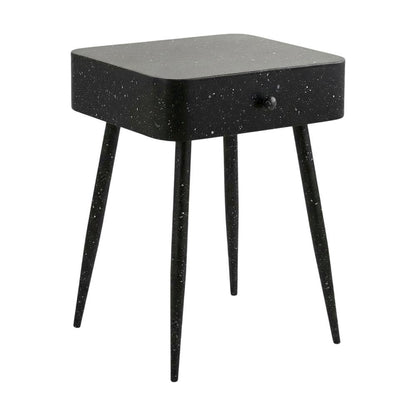 Black Iron Nightstand with Contemporary Style and Terrazzo Black Finish