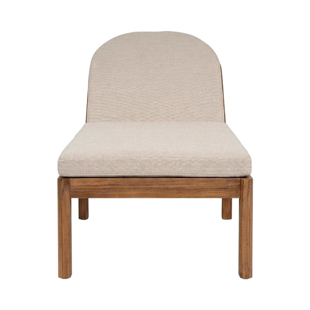 Contemporary Beige Fabric Outdoor Lounge Chair With Cushioned Seat