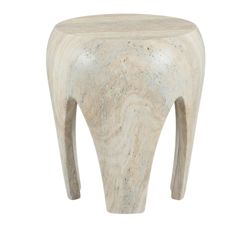 Concrete And Fiberglass Indoor/Outdoor Round End Table With Art Deco Style