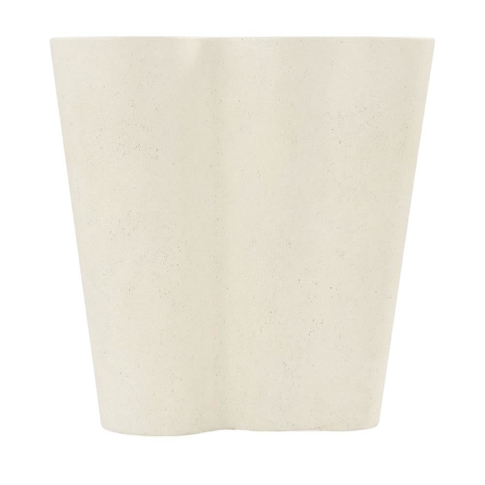 Cream Concrete And Fiberglass Indoor Outdoor End Table With Art Deco Style
