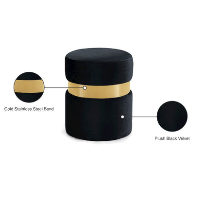 Hailey Black Velvet Ottoman/Stool