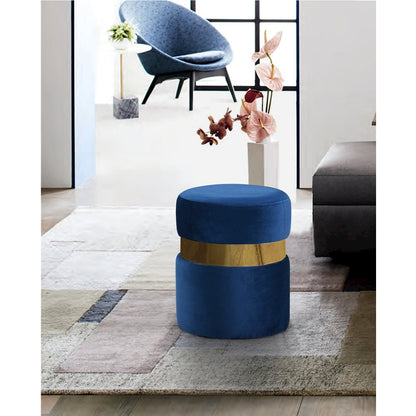 Hailey Navy Velvet Ottoman/Stool