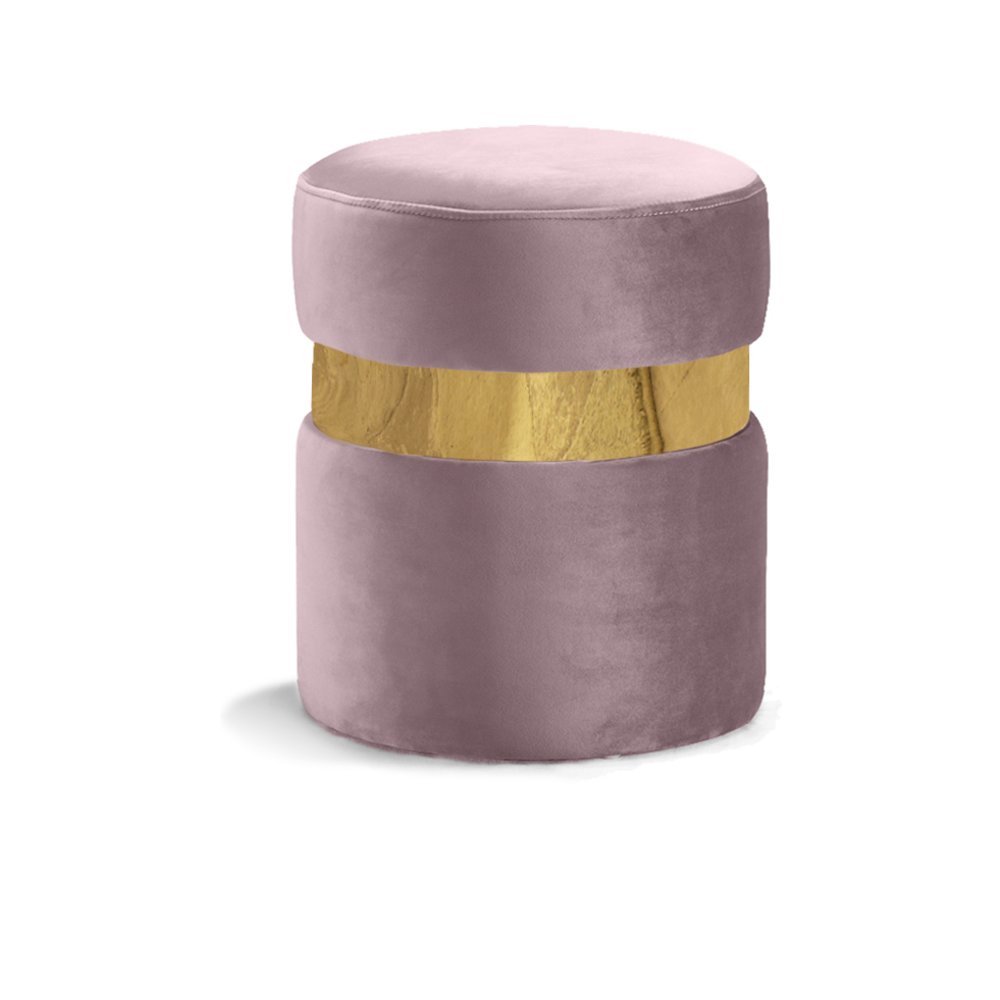 Hailey Pink Velvet Ottoman/Stool