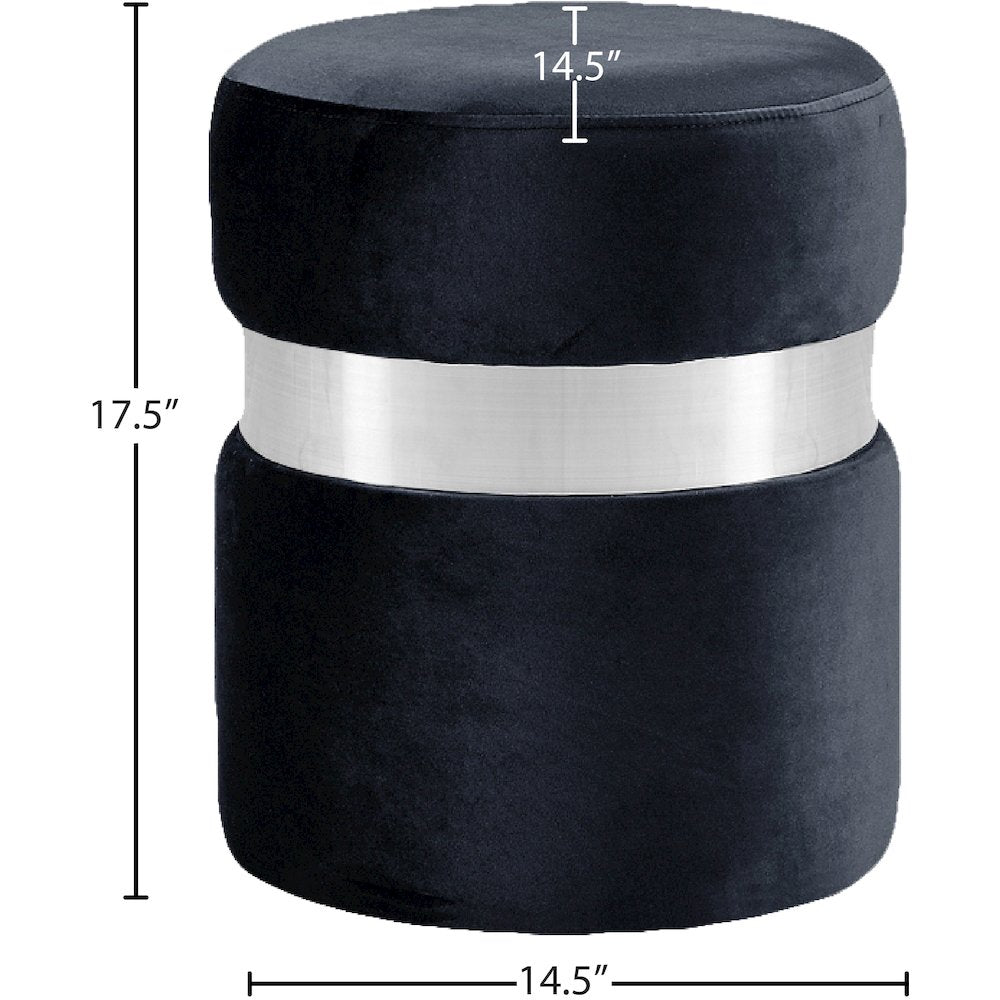 Hailey Black Velvet Ottoman/Stool