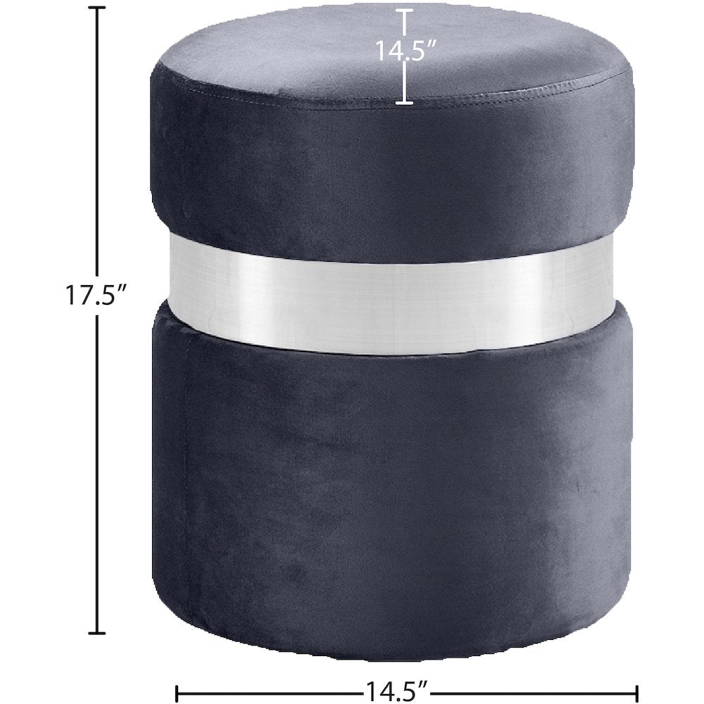 Hailey Grey Velvet Ottoman/Stool