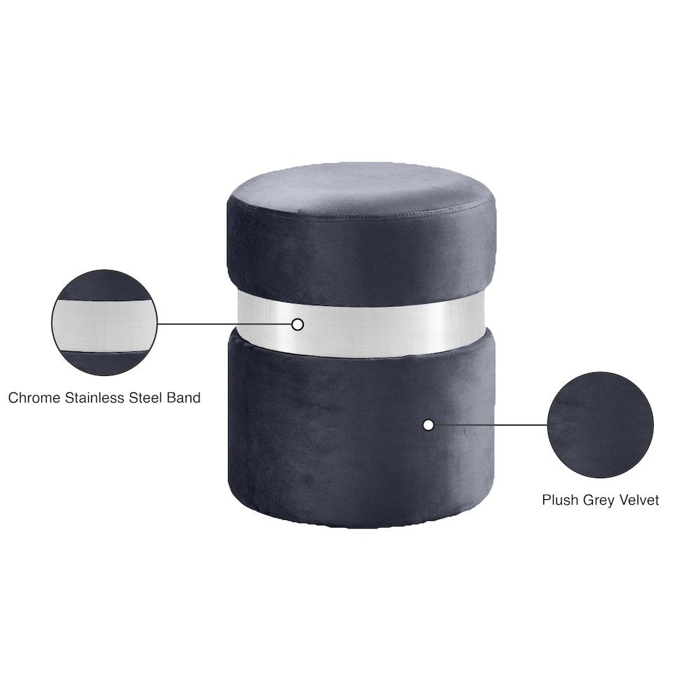Hailey Grey Velvet Ottoman/Stool