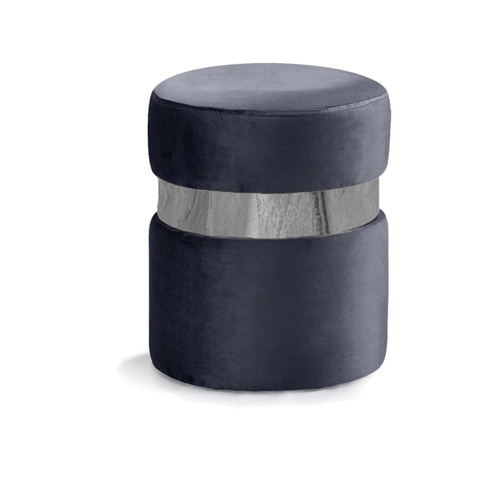 Hailey Grey Velvet Ottoman/Stool