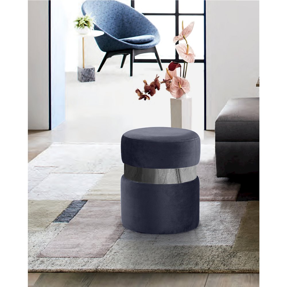 Hailey Grey Velvet Ottoman/Stool