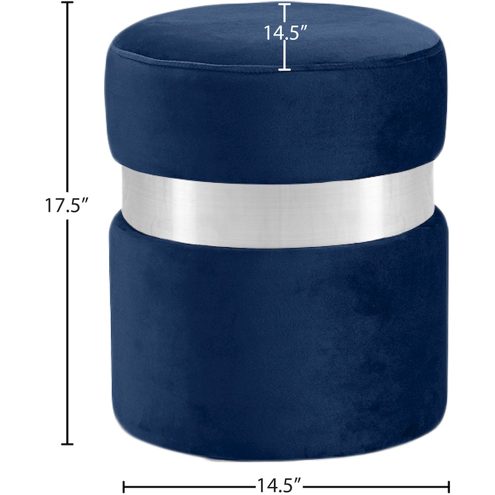 Hailey Navy Velvet Ottoman/Stool