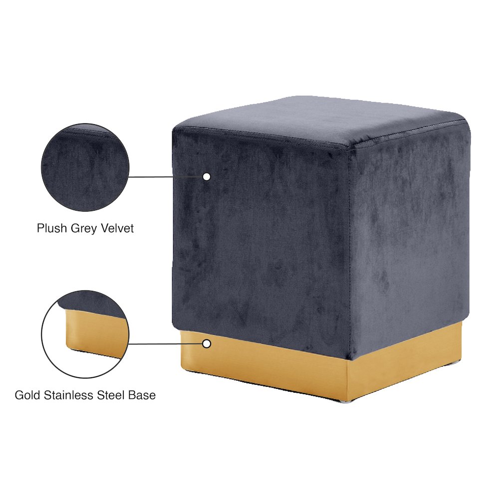 Jax Grey Velvet Ottoman/Stool