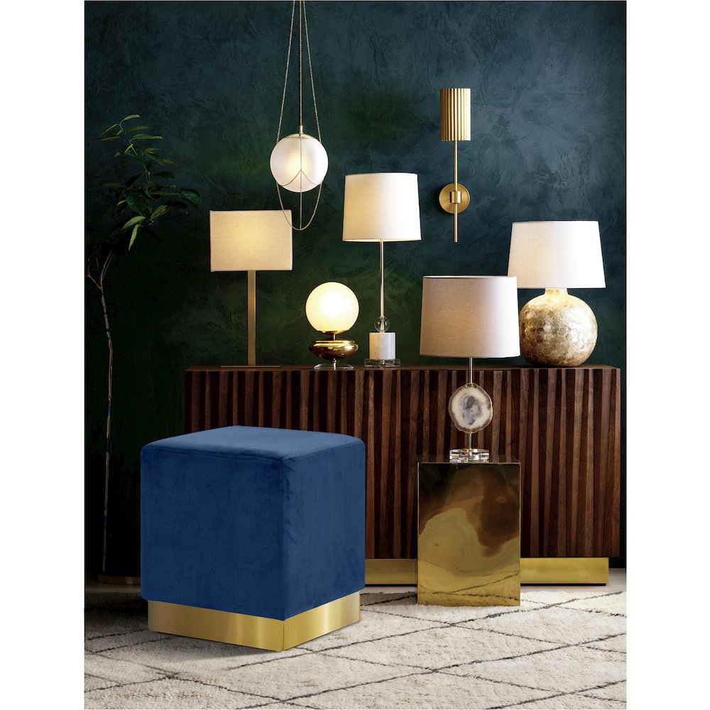 Jax Navy Velvet Ottoman/Stool