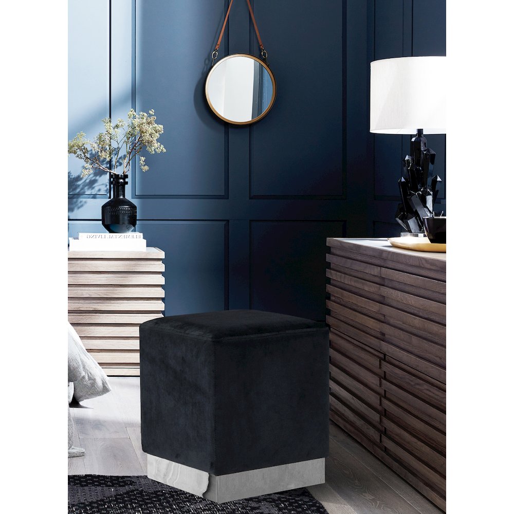 Jax Black Velvet Ottoman/Stool
