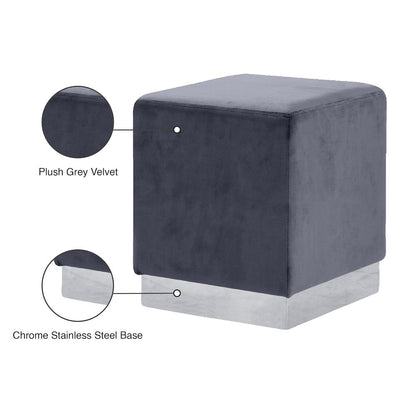 Jax Grey Velvet Ottoman/Stool