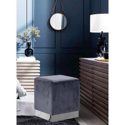 Jax Grey Velvet Ottoman/Stool