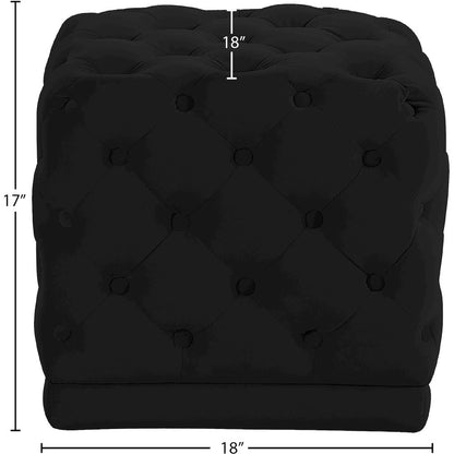 Stella Black Velvet Ottoman/Stool