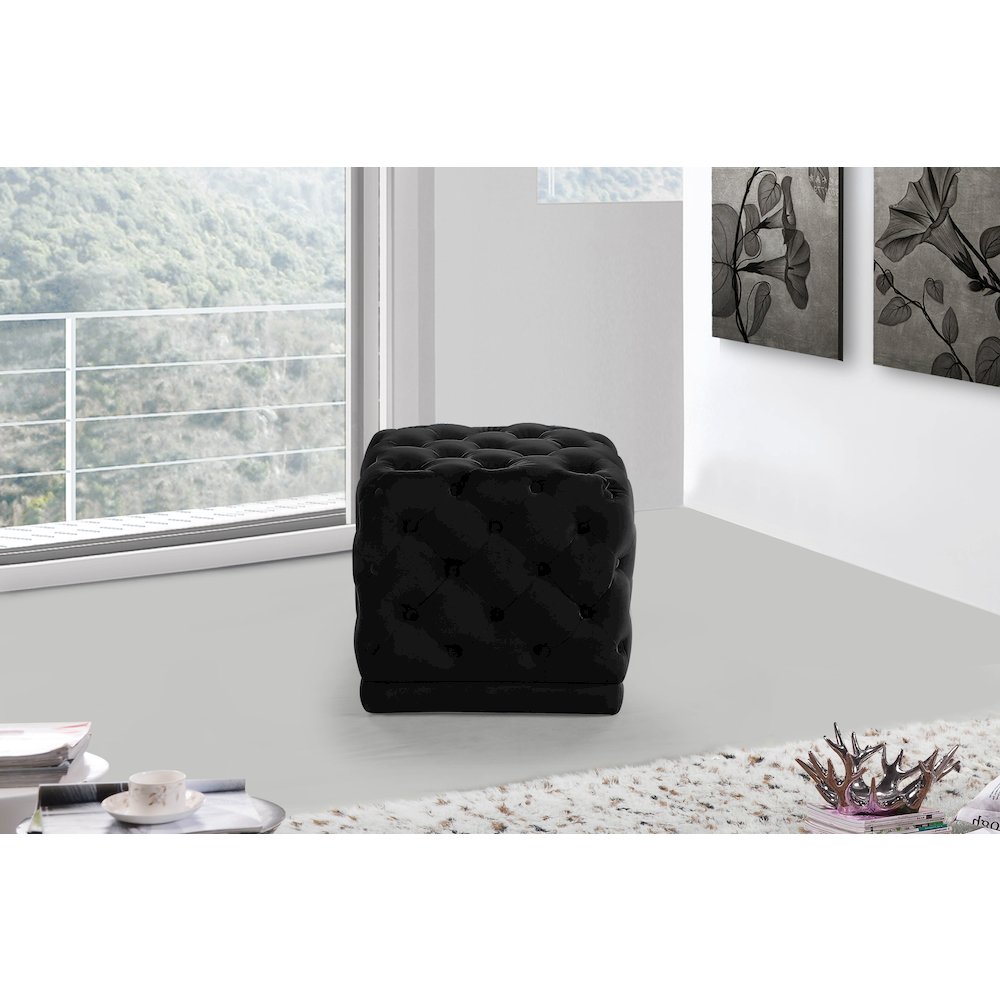 Stella Black Velvet Ottoman/Stool