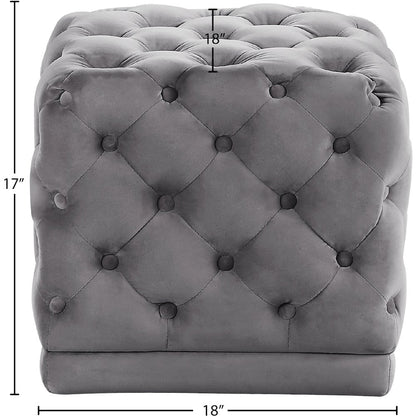 Stella Grey Velvet Ottoman/Stool