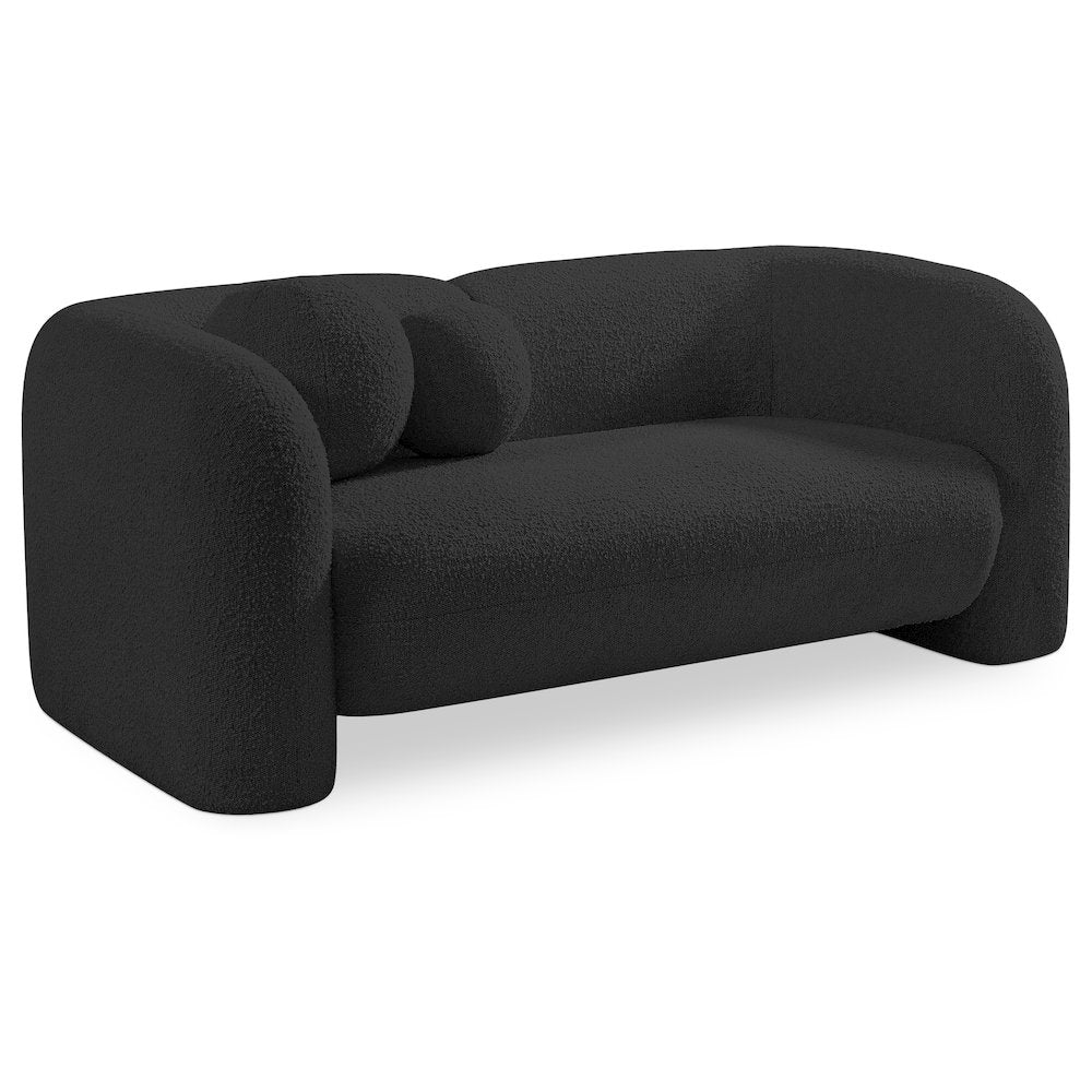 Emory Black Boucle Fabric Loveseat