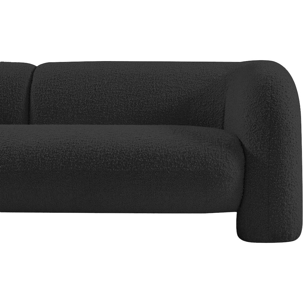 Emory Black Boucle Fabric Loveseat